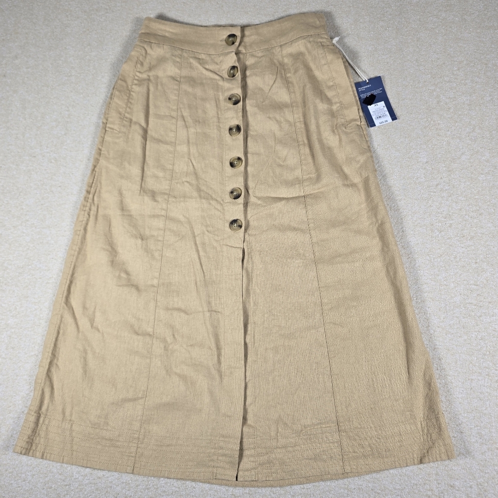 Universal Thread A Line Skirt Wheatfield Tan Linen Blend NWT